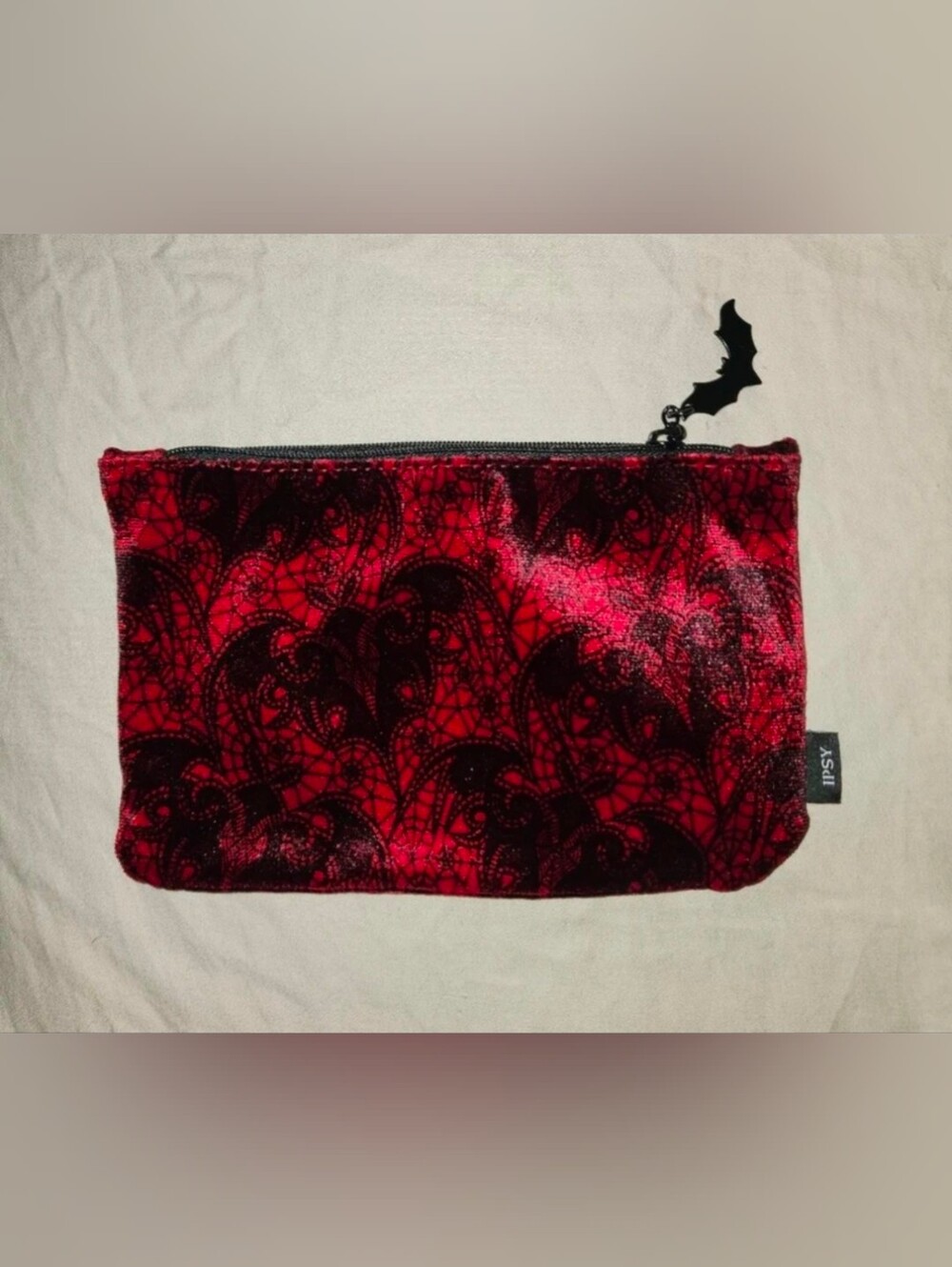 NEW October 2023 IPSY Halloween Glam Makeup Pouch Bag Bats Spiderweb Print